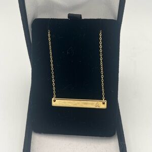 Gold Bar Initial 'A' Necklace - Elegant Women's Pendant